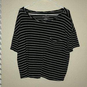 AE Soft & Sexy plush striped tee, semi crop